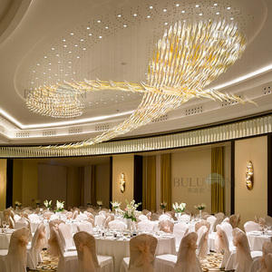 波浪形大型吊灯非标工程创意造型灯酒店售楼部沙盘宴会厅定制灯具