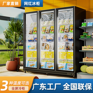 加承冷柜商用超市低温冰箱啤酒柜立式冰柜酒水展示柜冷藏冷冻柜
