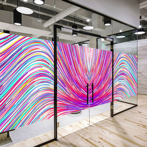 定制logo办公室艺术磨砂玻璃贴膜彩色线条玻璃静电贴纸透光不透明