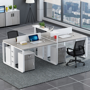 加粗钢架员工办公桌椅组合四人位职员4/6/8电脑桌子2家具简约现代