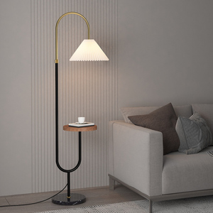 北欧无线充落地灯置物架茶几客厅卧室床头轻奢ins风网红落地台灯