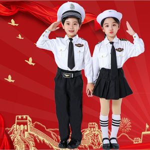 网红绝美儿童空军空姐机长制服飞机师男女童空少服装航空飞行员表
