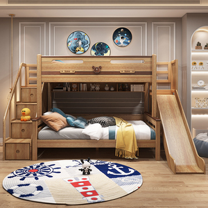 檀丝木上下床乌金木儿童床实木子母床高低铺加粗加厚多功能双层床