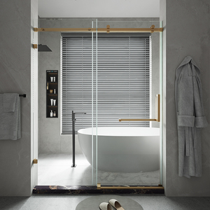 家淋浴房无框移下门无轨吊轨趟门吊浴轮挂轮玻璃隔断用室干湿分离