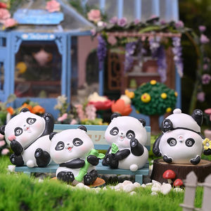 奶芙panda摆件可爱网红熊猫树脂小公仔家居客厅蛋糕装饰生日礼物