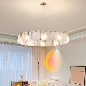 全铜水晶客厅灯2024年新款轻奢吊灯云彩法式奶油风现代简约卧室餐