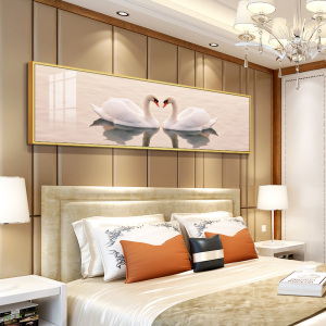 北欧卧室床头墙上的装饰画天鹅温馨主卧背景挂画夫妻浪漫温馨壁画