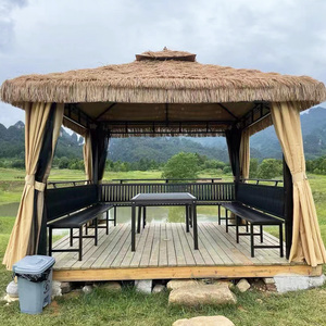户外凉亭庭院花园家用农家乐营地网红茅草帐篷小亭子毛草屋稻草亭