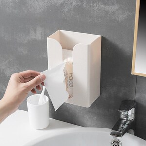 可以粘在墙上的抽纸盒卫生间纸巾盒厕所防水免打孔壁挂式粘贴墙