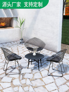 户外桌椅套装带伞休闲组合不锈钢创意庭院露天阳台铁艺防水防晒