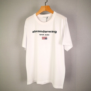 alexander潮牌aw大王美国旗剌绣wang字母印花宽松短袖t恤男女同款