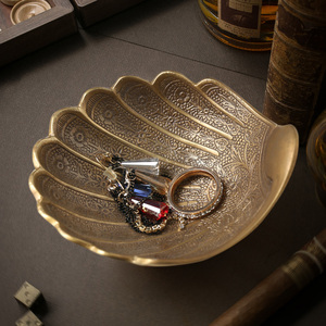 黄铜贝壳钥匙摆件印度玄关创意放钥匙收纳首饰托盘入户工艺品装饰