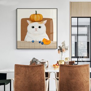 【无密度板 铝合金边框PVC背板】猫咪北欧餐厅装饰画儿童卧室挂画