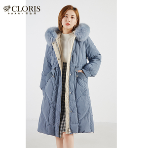 cloris歌迪丝81959086商场同款秋冬加厚新款连帽中长羽绒服外套女