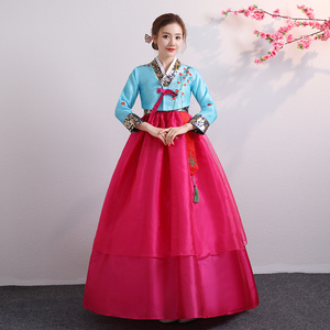 韩国传统宫廷女士亲子韩服古装朝鲜大合唱演出服女童民族舞蹈服饰