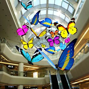 春季仿真大花蝴蝶吊挂店铺吊饰商场中庭橱窗吊饰4s店展厅装饰道具