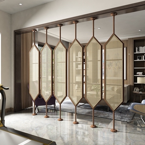 屏风隔断客厅藤编简约实木家用酒店大堂入户遮挡玄关茶室旋转定制