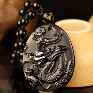 黑曜石生肖龙的飞龙添贵腾龙展吉运吊坠龙吉祥物龙型龙形饰品饰物