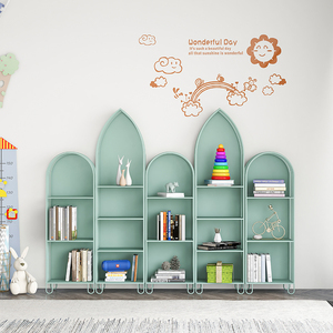 创意轻奢铁艺儿童书架落地简约家用靠墙置物架现代书柜绘本收纳架