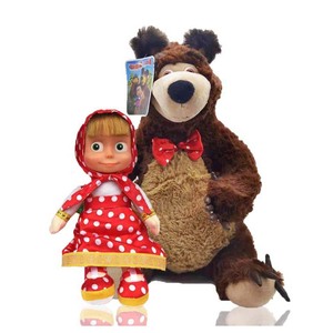 公仔毛绒精选俄罗斯大眼睛娃娃玛莎女孩与熊masabear玩具含音乐