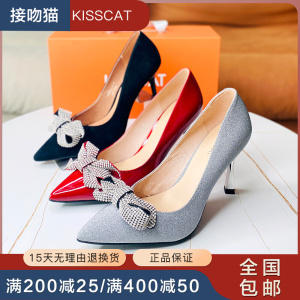 接吻猫单鞋女粗跟