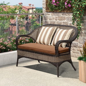 藤编沙发阳台休闲椅客厅卧室民宿双人轻奢沙发椅组合北欧简约长椅