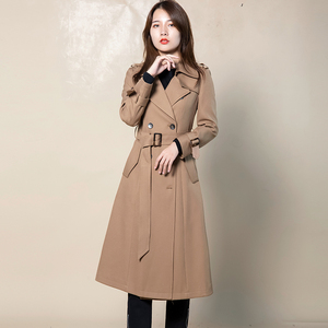 娅格国际专柜正品2021秋冬女装新品收腰系带修身帅气时尚长款风衣