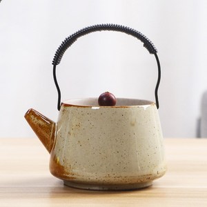 新品日式创意粗陶提梁壶小茶壶陶瓷家用单壶复古怀旧日式功夫茶具