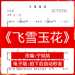 《飞雪玉花》g调独奏古筝宁姑姑纯筝版古筝曲谱网电子档自动发货