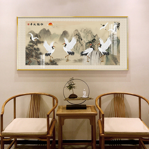 松鹤延年挂画客厅仙鹤