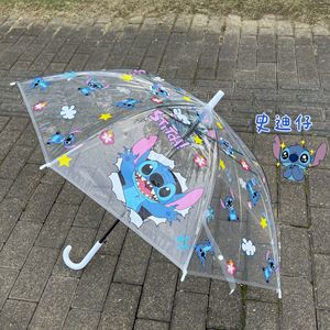 卡通史迪仔雨伞透明长柄二次元小学生上学专用可爱汪汪队幼儿园