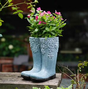 可爱花盆花器庭院深雨靴植物子园艺盆户外创意个性高花园装饰摆件