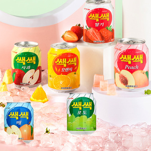 韩国LOTTE乐天果汁饮料238ml罐装草莓粒粒橙葡萄汁桃汁苹果汁梨汁