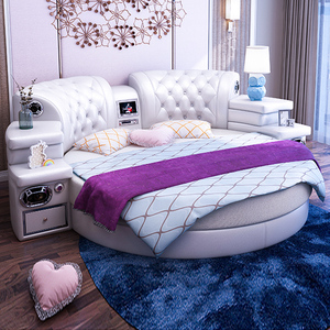 圆床双人床婚床情侣床电动大圆床酒店网红公主床欧式主卧豪华圆床