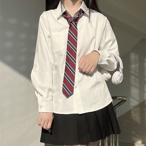 jk衬衫女长袖春秋原创正统日系衬衣学院风纯白色学生宽松显瘦上衣