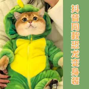 猫咪衣服搞怪网红恐龙睡衣过冬加绒可爱四脚搞笑变身装布偶猫专用