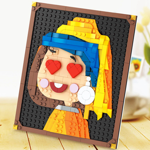 乐高相框积木画世界名画q版戴珍珠耳环的少女创意ideas摆件