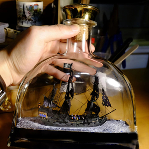 行走天空|《黑珍珠号》加勒比海盗瓶中船摆件送男生高档生日礼物