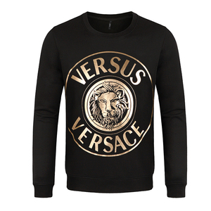 versace/范思哲长袖卫衣秋冬新款烫金狮子头图案圆领休闲套头外套