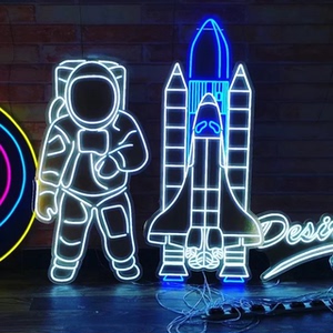 橱窗氛围灯 创意太空人宇航员火箭飞船led霓虹灯 店铺装饰灯定制