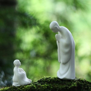 鱼缸造景禅意摆件无相小僧陶瓷小和尚摆件佛系家居客厅盆景装饰品