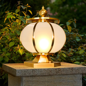 太阳能户外庭院圆形柱子灯 圆球室外门柱别墅 围墙大门led柱头灯