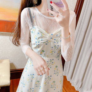 白色蕾丝透明网裙