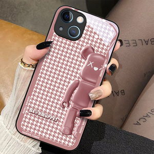 千鸟格侧边熊适用于苹果13手机壳新款iphone13promax潮牌12pro高端11