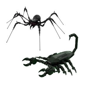 国产积木MOC 黑蝎子 蜘蛛 拼装昆虫动物恐怖生物变形摆件玩具摆件
