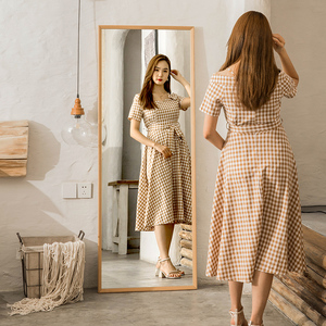 北欧实木框穿衣镜全身镜落地镜家用抖音网红试衣镜服装店专用镜子