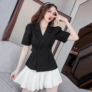 套装2022新款女夏季时尚高级感小洋装设计感小众小西装短裙两件套