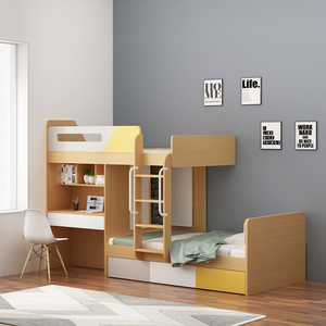 交错式多功能组合上下床衣带书桌错位双层床高低床儿童床床柜一体
