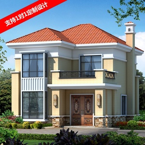 2230新款网红二层小型别墅设计图纸全套欧式农村自建房两间90平方