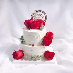 网红唯美创意定制双层鲜花水果生日蛋糕广州深圳北京上海同城配送
